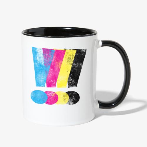 Large Distressed CMYW Exclamation Points - Contrast Coffee Mug