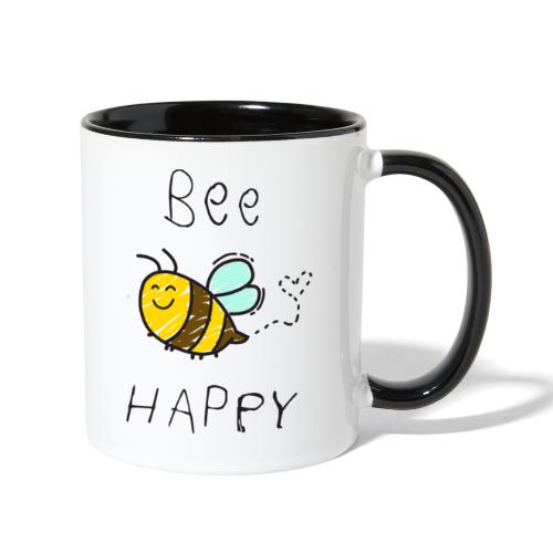 Bee Happy - Hand Sketch - Contrast Coffee Mug