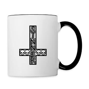 Sinner On Inverted Cross Black & White - Contrast Coffee Mug - white/black - Right