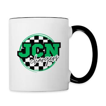 JCN Chargers checkerboard, Jefferson County North - Contrast Coffee Mug - white/black - Right