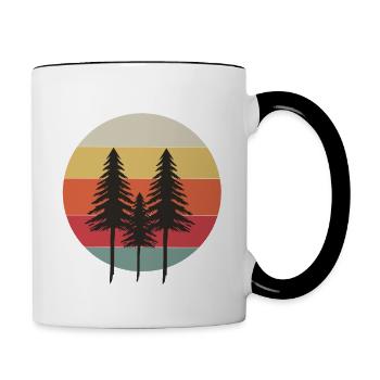 pine tree sunset - nature - Contrast Coffee Mug - white/black - Right