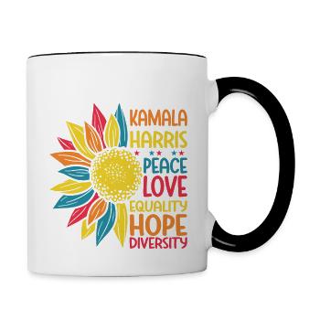 Kamala Harris Peace Love Equality Hope Diversity - Contrast Coffee Mug - white/black - Right