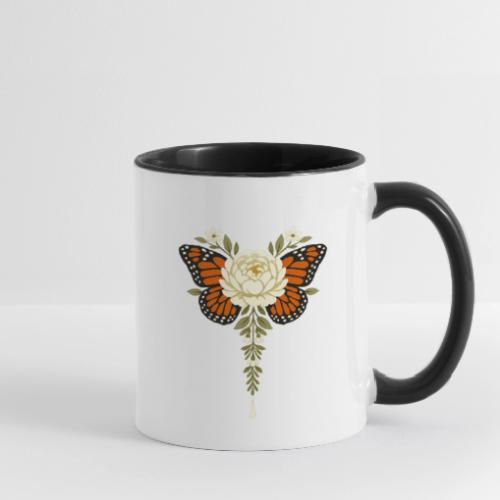Monarch Butterfly Floral Botanical Art - Contrast Coffee Mug