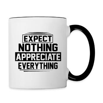 Expect Nothing Appreciate Everything Optimist - Contrast Coffee Mug - white/black - Right