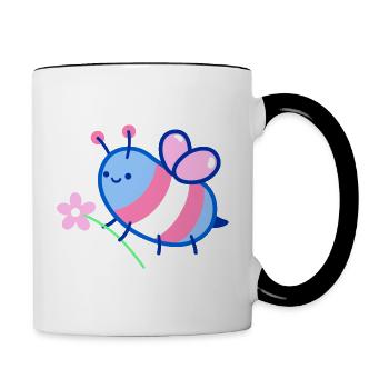 Trans pride bee - Contrast Coffee Mug - white/black - Right