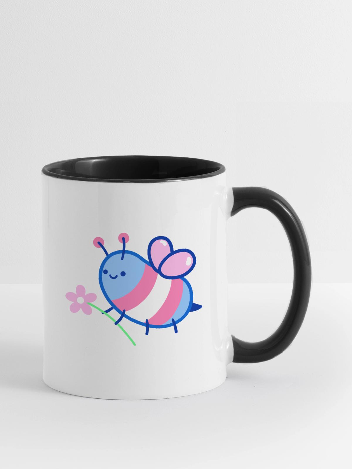 Trans pride bee - Contrast Coffee Mug - white/black - Right