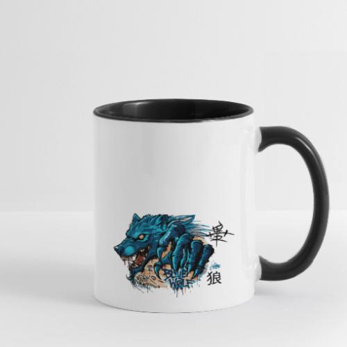 Blue Wolf Graffiti Street Art - Contrast Coffee Mug