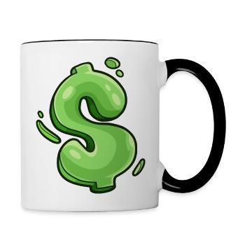 cartoon dollar - Contrast Coffee Mug - white/black - Right