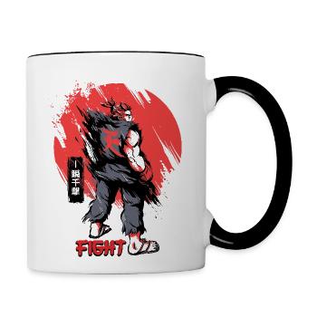 Samurai Fight Anime Manga - Contrast Coffee Mug - white/black - Right