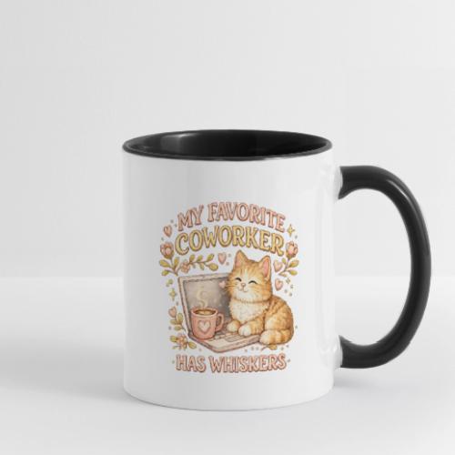 My Favorite Coworker Has Whiskers Faux Stitched - Contrast Coffee Mug