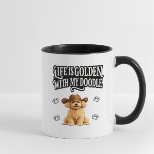 Life Is Golden With My Doodle Cowboy Goldendoodle - Contrast Coffee Mug