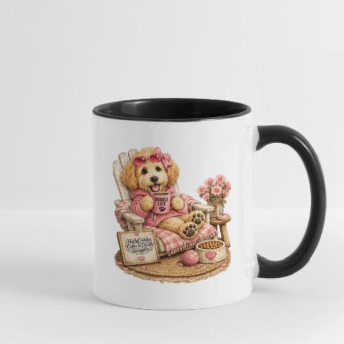 Just Enjoying Life Doodle Dog - Contrast Coffee Mug