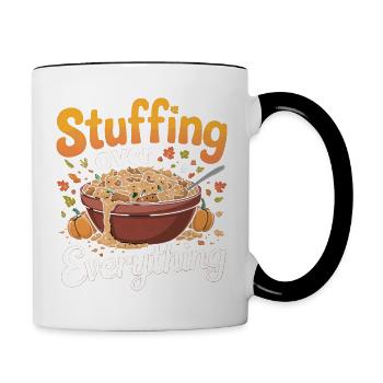 "Thanksgiving Feast Lover Stuffing Humor Apparel" - Contrast Coffee Mug - white/black - Right