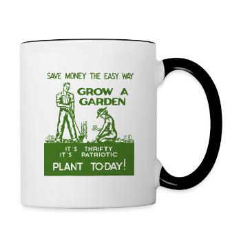 Vintage Patriotic Gardening Grow A Garden WWII - Contrast Coffee Mug - white/black - Right