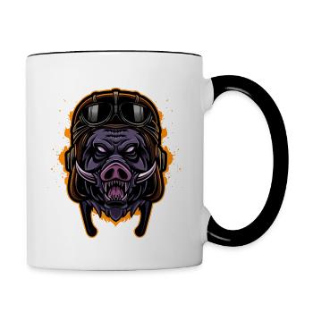 Angry Hog Helmet - Contrast Coffee Mug - white/black - Right