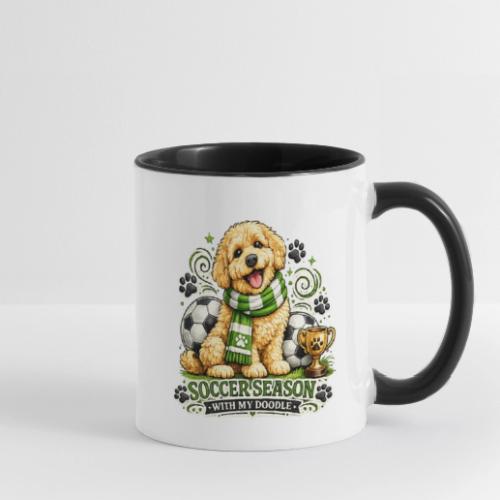Soccer Season With My Doodle Goldendoodle Dog - Contrast Coffee Mug
