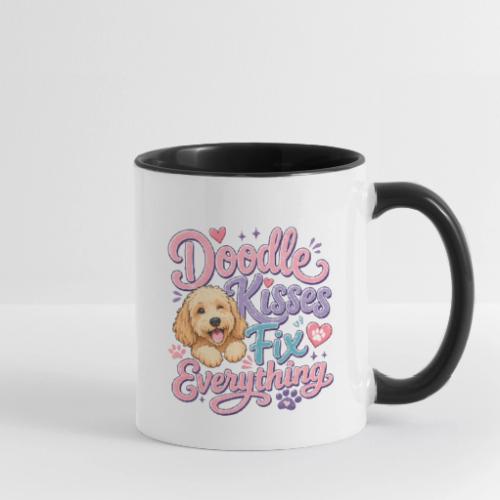 Doodle Kisses Fix Everything Dog Lover Gift - Contrast Coffee Mug