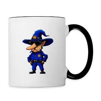 Policeman Magician - Contrast Coffee Mug - white/black - Right