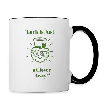Luck is just a clover away - Contrast Coffee Mug - white/black - Right