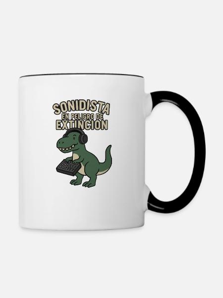 Sonidista en peligro de extincion Dinosaurio - Contrast Coffee Mug - white/black