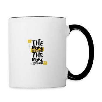 Plus vous apprenez, plus vous gagnez - Tasse bicolore - blanc/noir - Droite