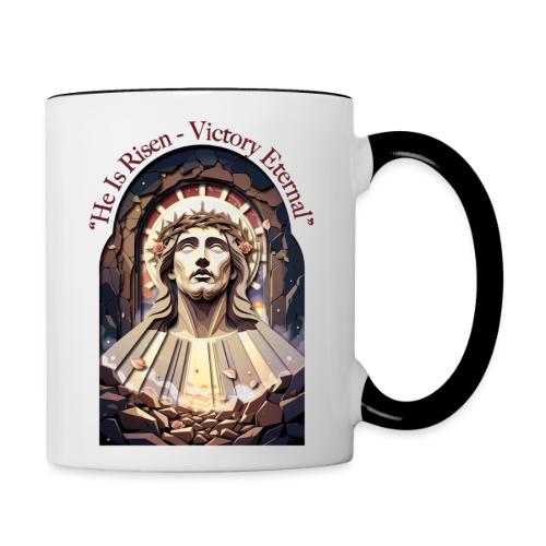 Easter He Is Risen Face of Christ T Shirt, Gift - Contrast Coffee Mug