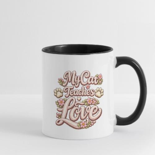 My Cat Teaches Love Faux Embroidery Style - Contrast Coffee Mug