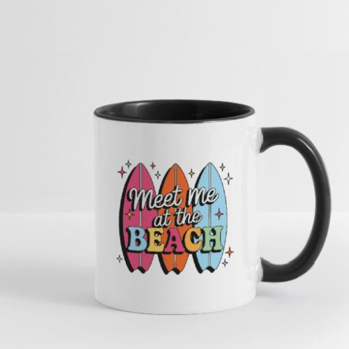 Meet Me At The Beach - Retro Surfboards - Contrast Coffee Mug