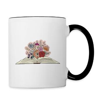 open book with flowers - Contrast Coffee Mug - white/black - Right