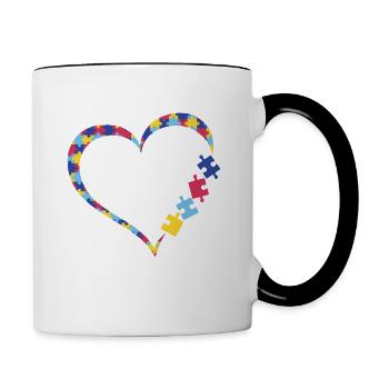 Love Heart Puzzle Piece T-Shirt - Contrast Coffee Mug - white/black - Right