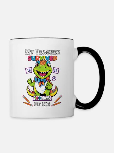 My Teacher Survived 100 Days of Me - Contrast Coffee Mug - white/black