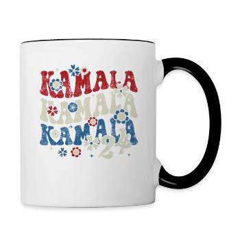 Kamala Kamala Kamala 2024 Retro Groovy - Contrast Coffee Mug - white/black - Right