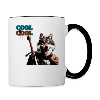 Cool but Crool Wolf Knight - Contrast Coffee Mug - white/black - Right