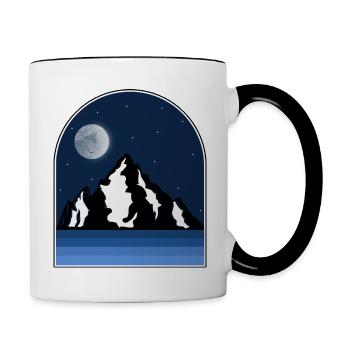 Mountains life at Night - Contrast Coffee Mug - white/black - Right
