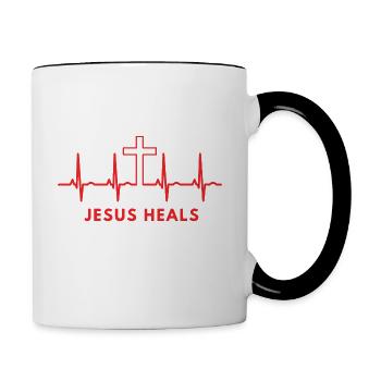Jesus Heals - Contrast Coffee Mug - white/black - Right