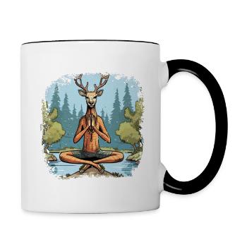 Deer Yogi - Contrast Coffee Mug - white/black - Right