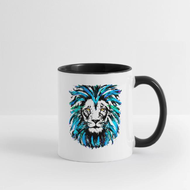 Blue Lion Head Portrait Illustration - Zodiac Leo