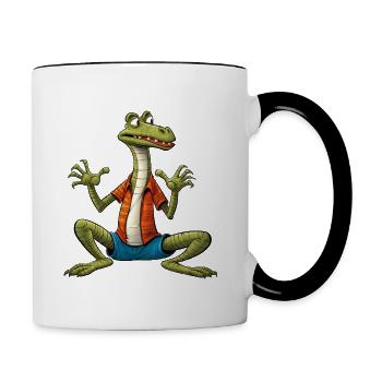 Lizard Yogi - Contrast Coffee Mug - white/black - Right