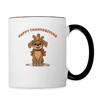 thanksgiving puppy - Contrast Coffee Mug - white/black - Right
