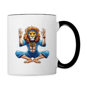 Lion Yogi - Contrast Coffee Mug - white/black - Right