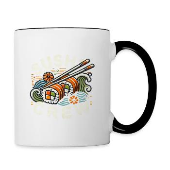 "Bold Sushi Art Style Vibrant Waves and Rolls" - Contrast Coffee Mug - white/black - Right