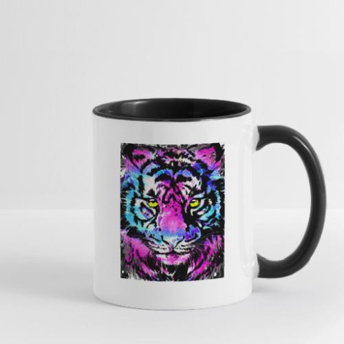 Neon Tiger Head Portrait Drawing - Pink Tiger - Contrast Coffee Mug