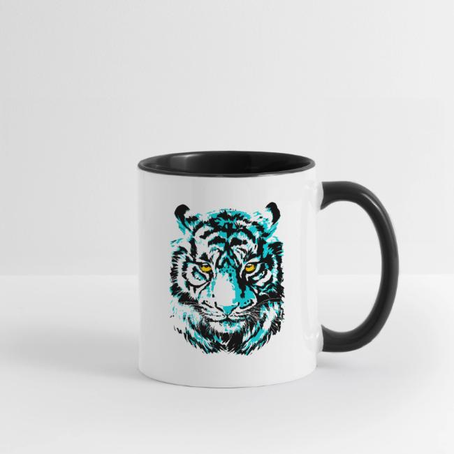 Artistic Tiger Head Portrait Drawing - Turquoise