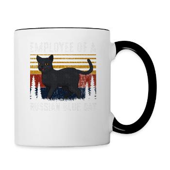 CAT EMPLOYEE OF A RUSSIAN BLUE CAT - Contrast Coffee Mug - white/black - Right