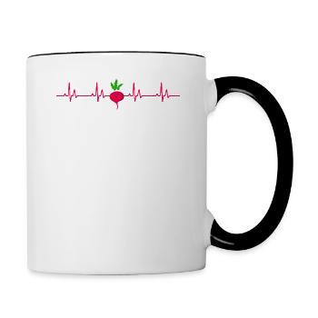 Heartbeat Radish Vegetable Enthusiast Foodie - Contrast Coffee Mug - white/black - Right