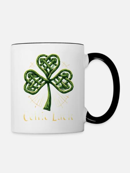 Celtic Knot Shamrock T-Shirt – Bold & Lucky Design - Contrast Coffee Mug - white/black