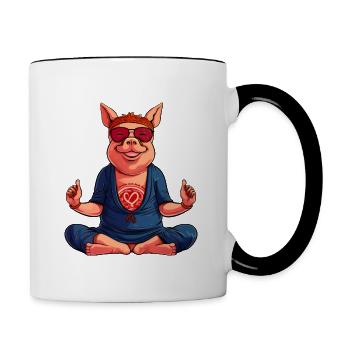 Yogi Piggy - Contrast Coffee Mug - white/black - Right