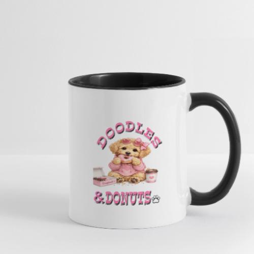 Doodles & Doughnut Cozy Dog Mom Design - Contrast Coffee Mug
