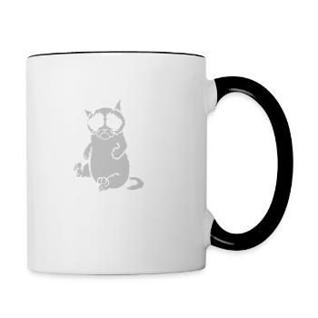 annoyed litty touchy kitty grouchy ball of fur moo - Contrast Coffee Mug - white/black - Right