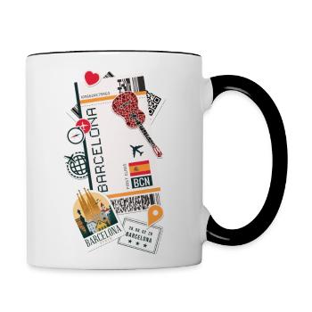 Barcelona España Spain Catalonia Spanish Flag - Contrast Coffee Mug - white/black - Right